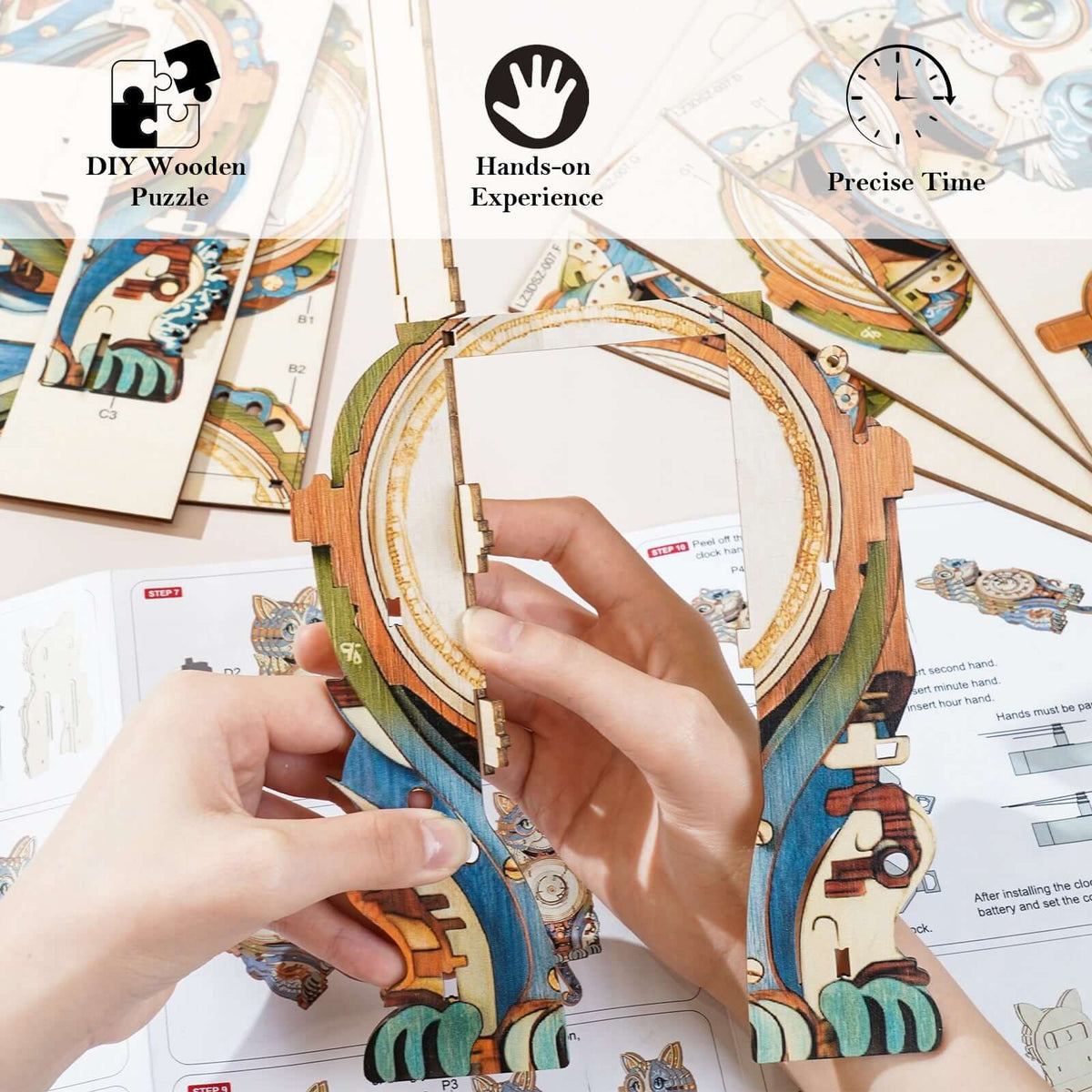 DIY Wooden Clock, 3D Puzzle Craft Kit
