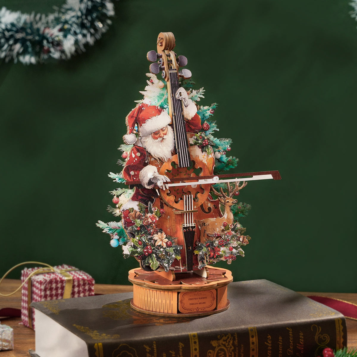 Christmas Concerto Cello Mechanical DIY Kit,3D Wooden Music Box