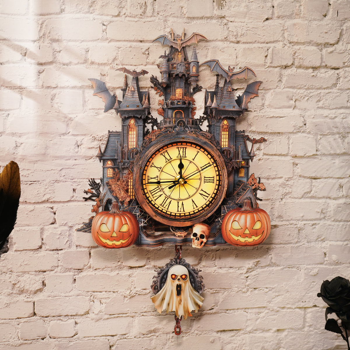 Spooky Castle 3D Wooden Puzzle Clock, Gift  for DIY Lovers, Home Decor