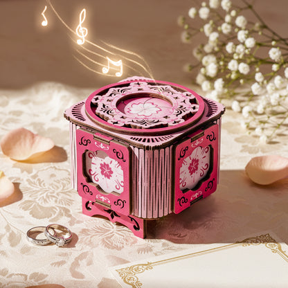 Love Ring Box Mechanical DIY Kit, 3D Wooden Music Box