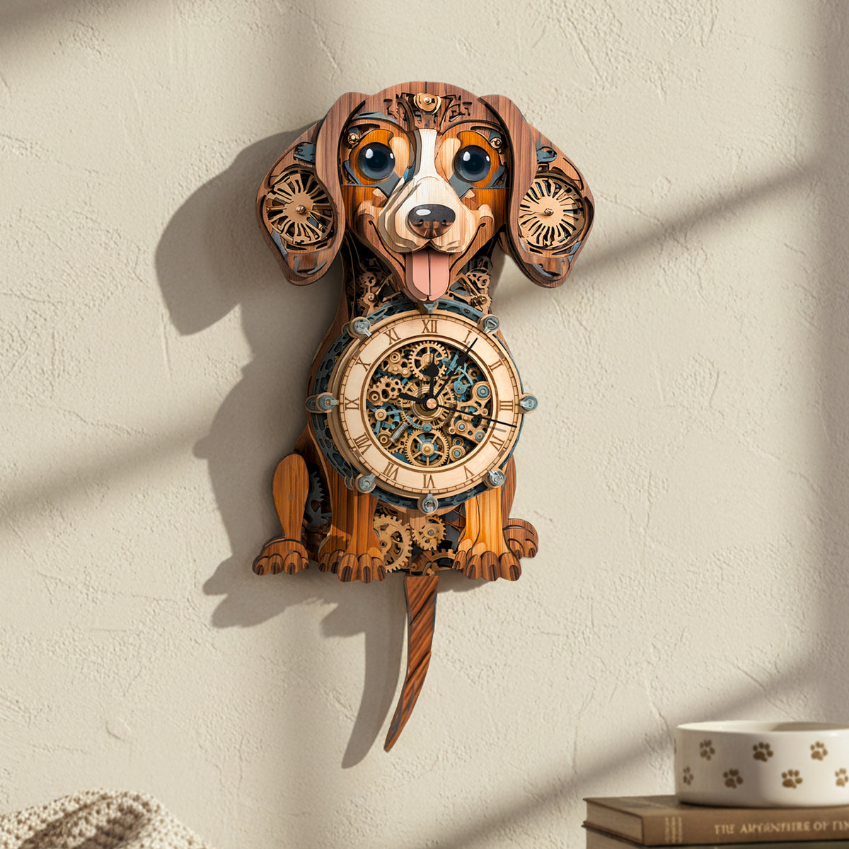 Dachshund 3D Wooden Puzzle Clock, Gift  for DIY Lovers, Home Decor