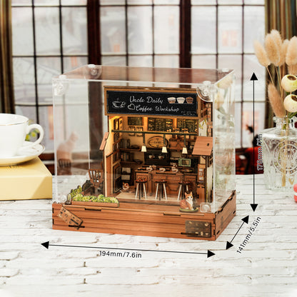 Coffee Workshop – DIY Miniature House, 3D Wooden Puzzle