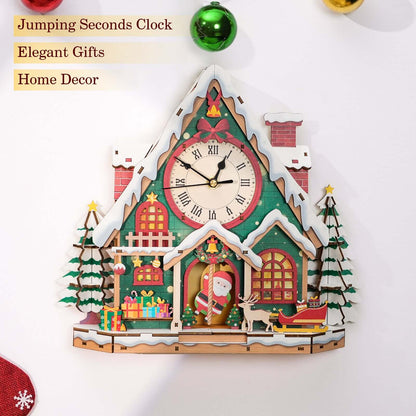Happy Christmas 3D Wooden Puzzle Clock, Gift  for DIY Lovers, Home Decor