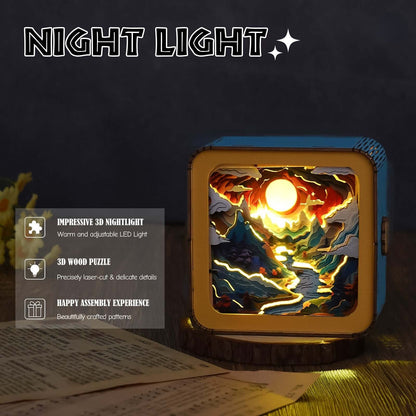 Moonlit Mountain - 3D Wooden Puzzle Night Light