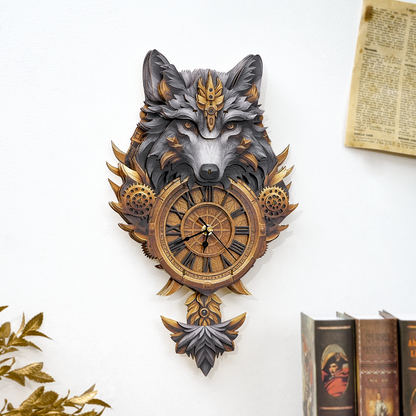 Wolf Totem 3D Wooden Puzzle Clock, Gift  for DIY Lovers, Home Decor