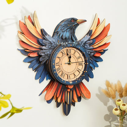 Raven DIY 3D Wooden Puzzle Clock, Gift  for DIY Lovers, Home Decor