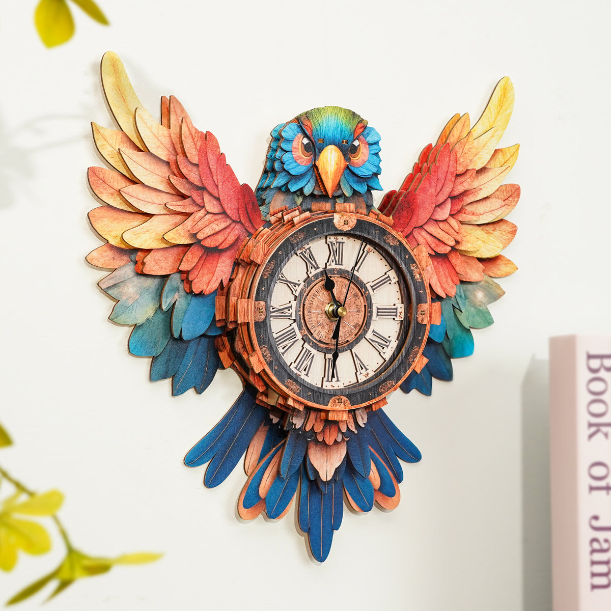Colorful Parrot 3D Wooden Puzzle Clock, Gift  for DIY Lovers, Home Decor