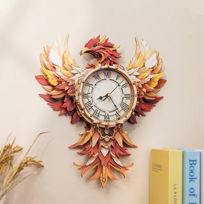 Elegant Phoenix 3D Wooden Puzzle Clock, Gift  for DIY Lovers, Home Decor