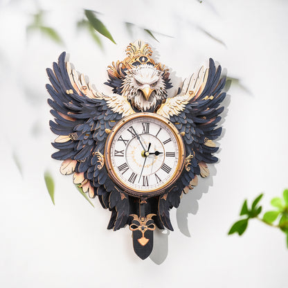Majestic Eagle 3D Wooden Puzzle Clock, Gift  for DIY Lovers, Home Decor
