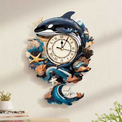 Ocean Rhythm 3D Wooden Puzzle Clock, Gift  for DIY Lovers, Home Decor
