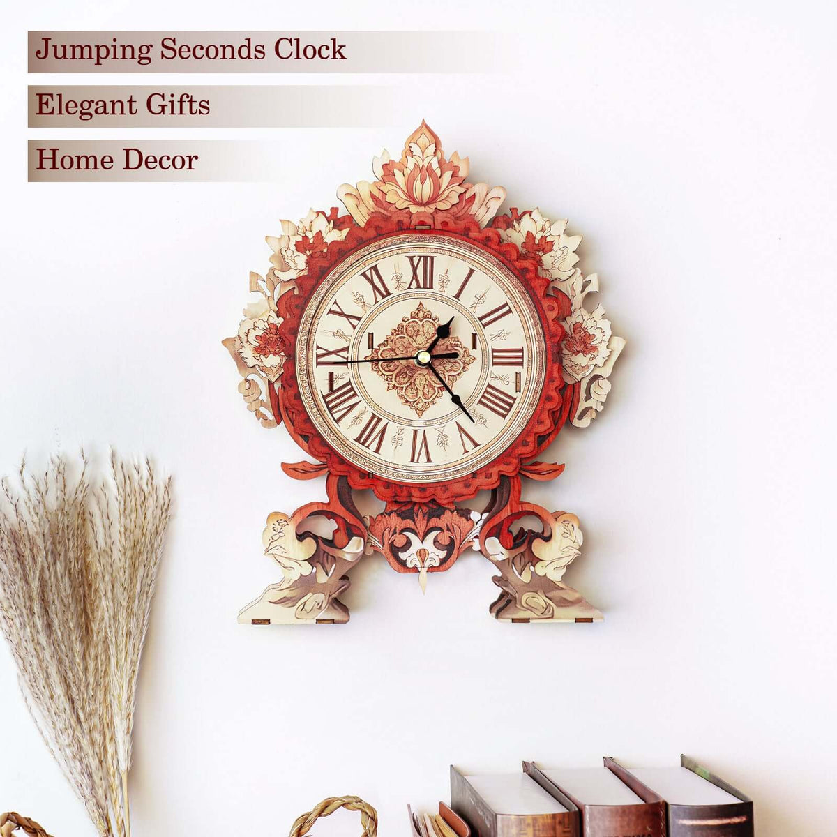Flame Flower 3D Wooden Puzzle Clock, Gift  for DIY Lovers, Home Decor