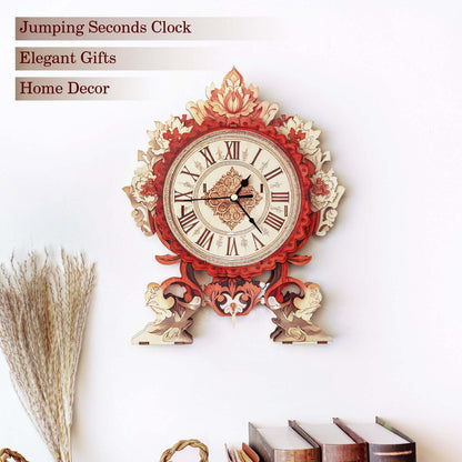 Flame Flower 3D Wooden Puzzle Clock, Gift  for DIY Lovers, Home Decor