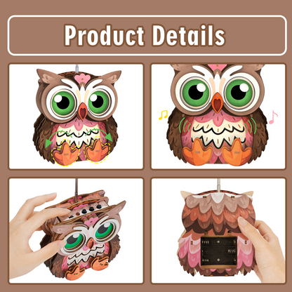 Baby Owl 3D Bluetooth Radio Speaker, STEM Wooden Puzzle Kit
