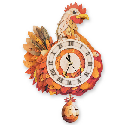 Cluck & Tick Hen 3D Wooden Puzzle Clock, Gift  for DIY Lovers, Home Decor
