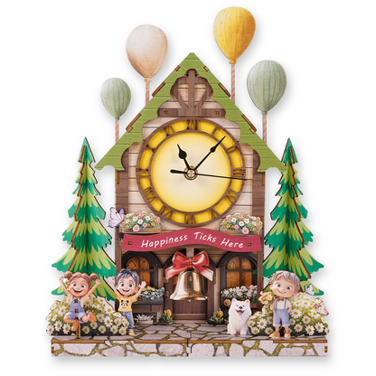 Balloon House 3D Wooden Puzzle Clock, Gift  for DIY Lovers, Home Decor