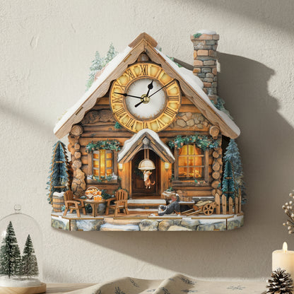 Forest Cabin 3D Wooden Puzzle Clock, Gift  for DIY Lovers, Home Decor