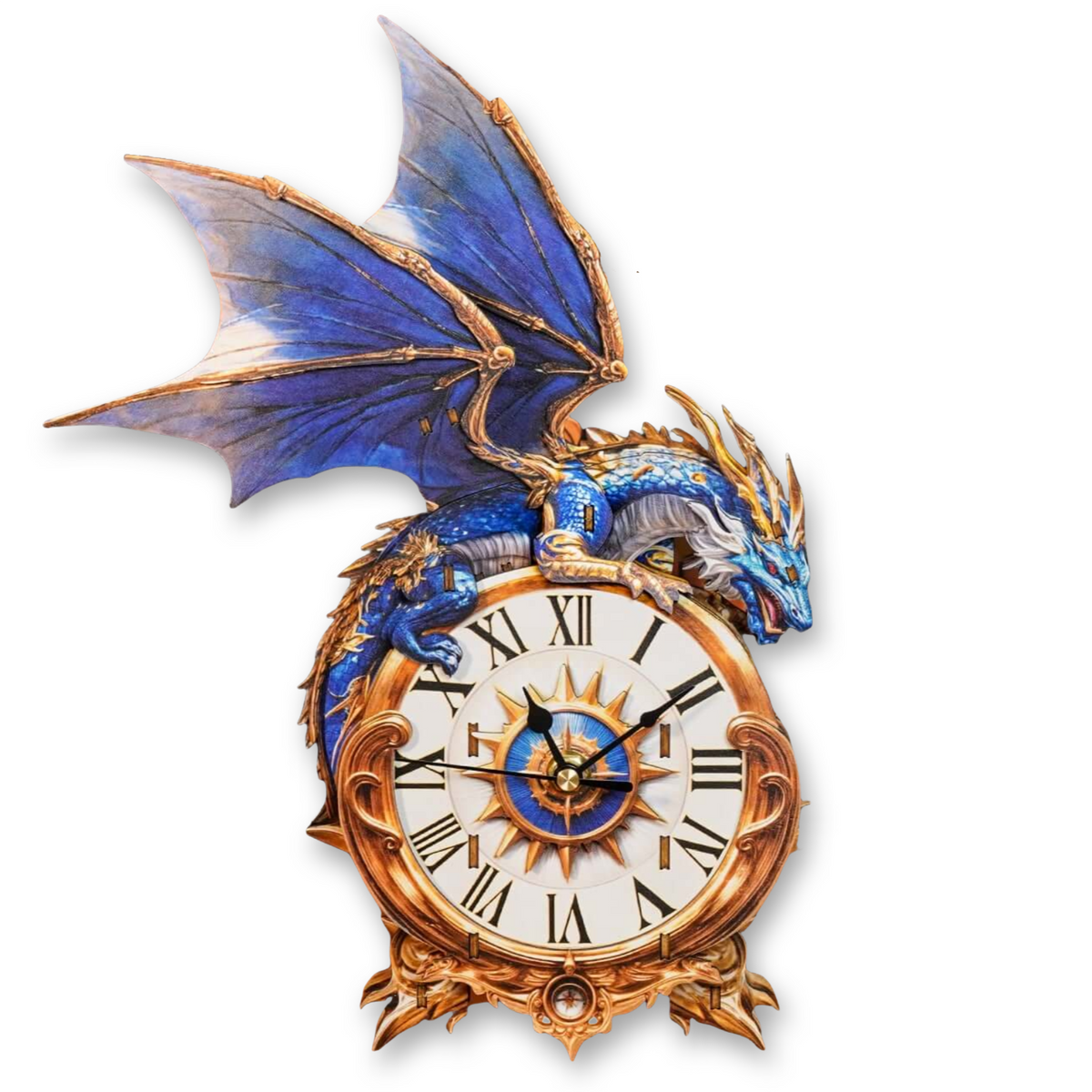 Blue Dragon 3D Wooden Puzzle Clock, Gift  for DIY Lovers, Home Decor