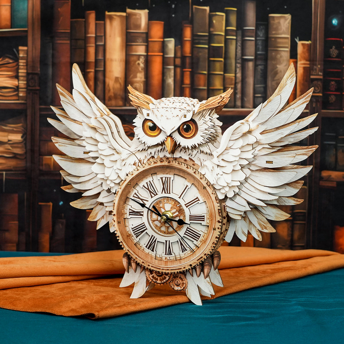 Snowy Owl 3D Wooden Puzzle Clock, Gift  for DIY Lovers, Home Decor