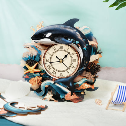 Ocean Rhythm 3D Wooden Puzzle Clock, Gift  for DIY Lovers, Home Decor