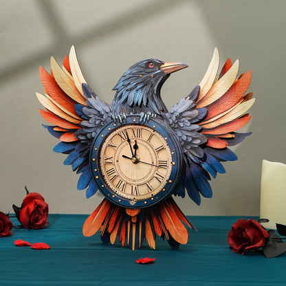Raven DIY 3D Wooden Puzzle Clock, Gift  for DIY Lovers, Home Decor