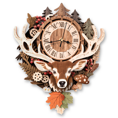 Reindeer 3D Wooden Puzzle Clock, Gift  for DIY Lovers, Home Decor