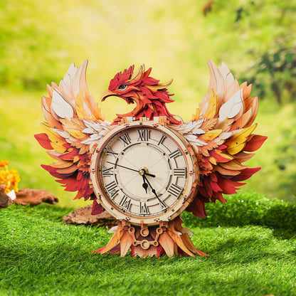 Elegant Phoenix 3D Wooden Puzzle Clock, Gift  for DIY Lovers, Home Decor