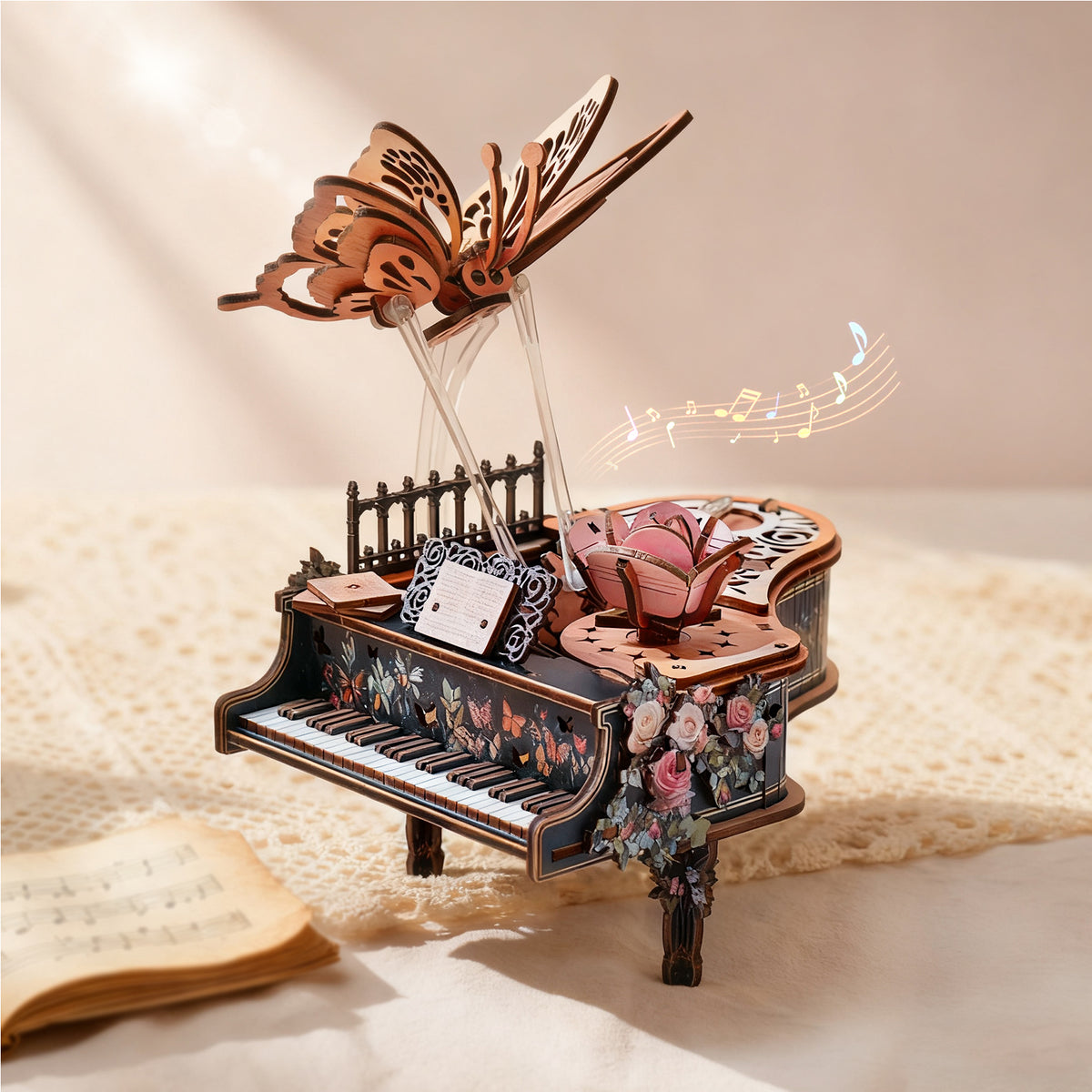 Waltz of Butterfly Mechanical DlY Kit, 3D Wooden Music Box