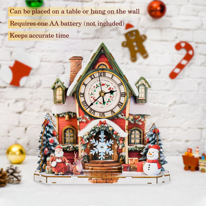Christmas Wooden Puzzle Clock, DIY Craft Kit