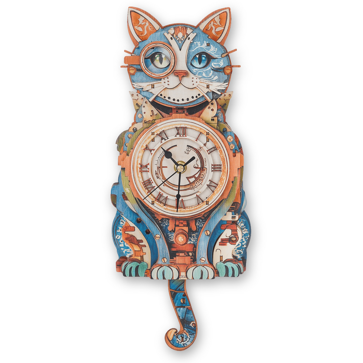 Cat Detective 3D Wooden Puzzle Clock, Gift  for DIY Lovers, Home Decor