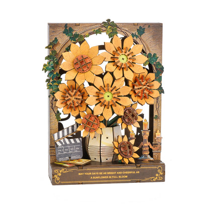 Sunflower 3D Wooden Puzzle Painting, DIY Wall Art Craft Kit with Light