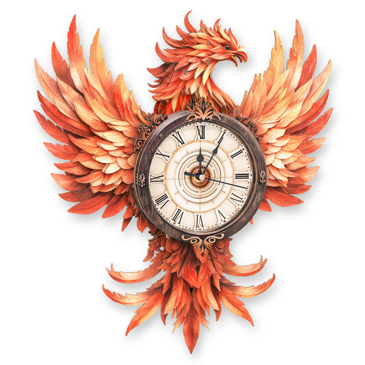 Fire Phoenix 3D Wooden Puzzle Clock, Gift  for DIY Lovers, Home Decor