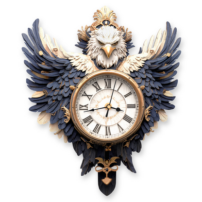 Majestic Eagle 3D Wooden Puzzle Clock, Gift  for DIY Lovers, Home Decor