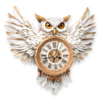 Snowy Owl 3D Wooden Puzzle Clock, Gift  for DIY Lovers, Home Decor
