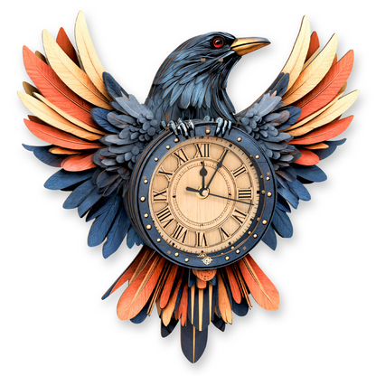 Raven DIY 3D Wooden Puzzle Clock, Gift  for DIY Lovers, Home Decor