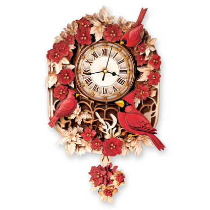 Cardinal Bird 3D Wooden Puzzle Clock, Gift  for DIY Lovers, Home Decor