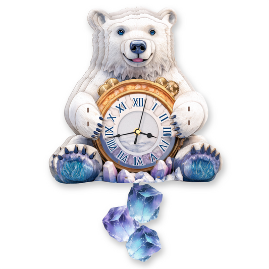 Polar Bear 3D Wooden Puzzle Clock, Gift  for DIY Lovers, Home Decor