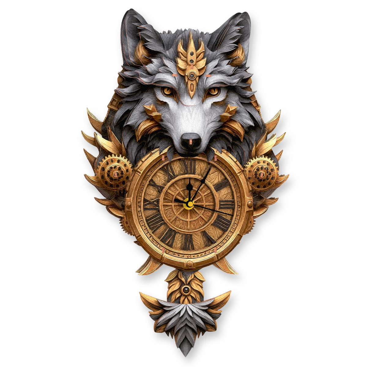 Wolf Totem 3D Wooden Puzzle Clock, Gift  for DIY Lovers, Home Decor