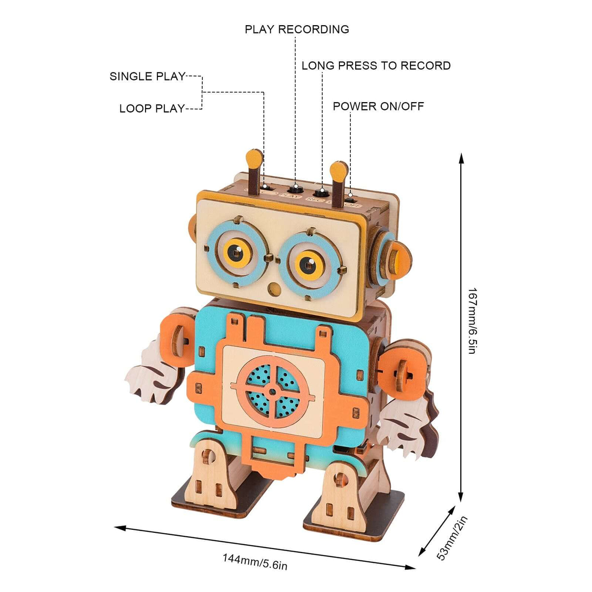 Grunt Robot - STEM Wooden DIY Recorder Kit for Kids