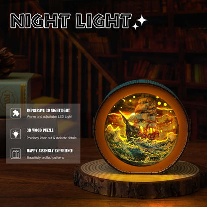 Intrepid Explorer - 3D Wooden Puzzle Night Light