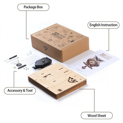 Mechanical Owl 3D Wooden Puzzle Clock, Gift  for DIY Lovers, Home Decor