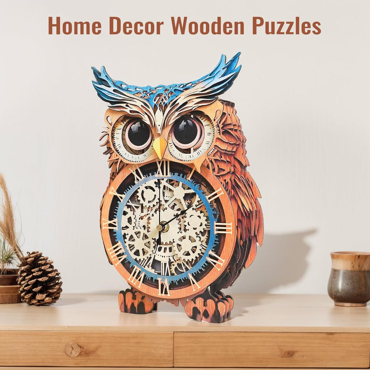 Owl DIY 3D Wooden Puzzle Clock, Gift  for DIY Lovers, Home Decor