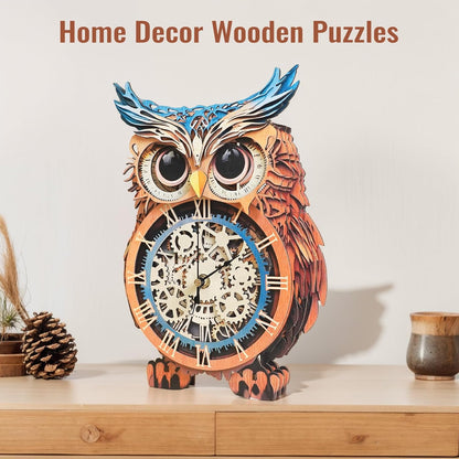 Owl DIY 3D Wooden Puzzle Clock, Gift  for DIY Lovers, Home Decor