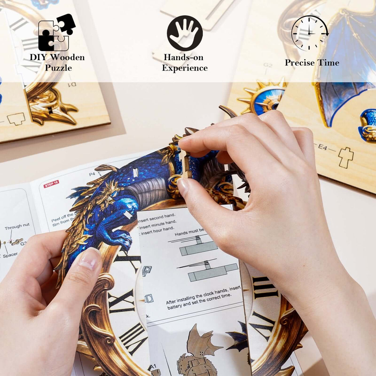 DIY Wooden Clock, 3D Puzzle Craft Kit