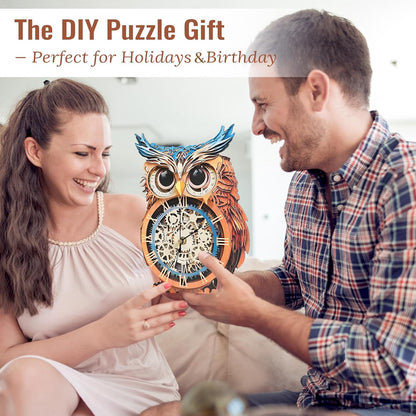 Owl DIY 3D Wooden Puzzle Clock, Gift  for DIY Lovers, Home Decor