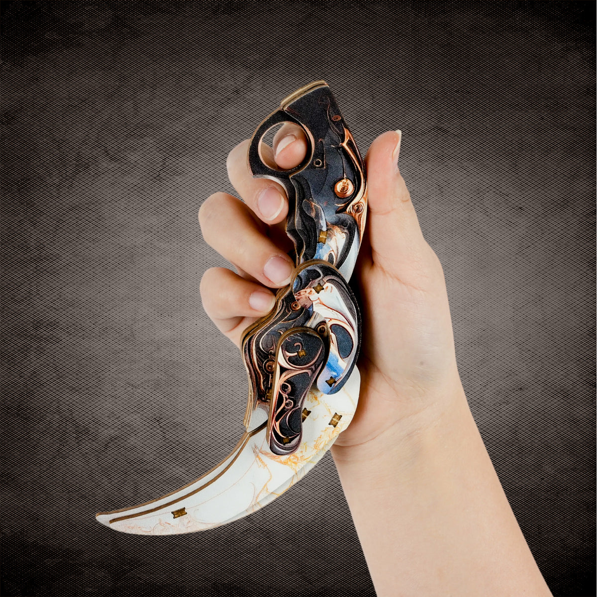 DIY Wooden Balisong Butterfly Knife & Karambit Claw Knife 3D Puzzle Kit, Cosplay Game Weapon Model Assembly Toy, Safe Wooden Trainer Fidget Knife for Collection & Stress Relief