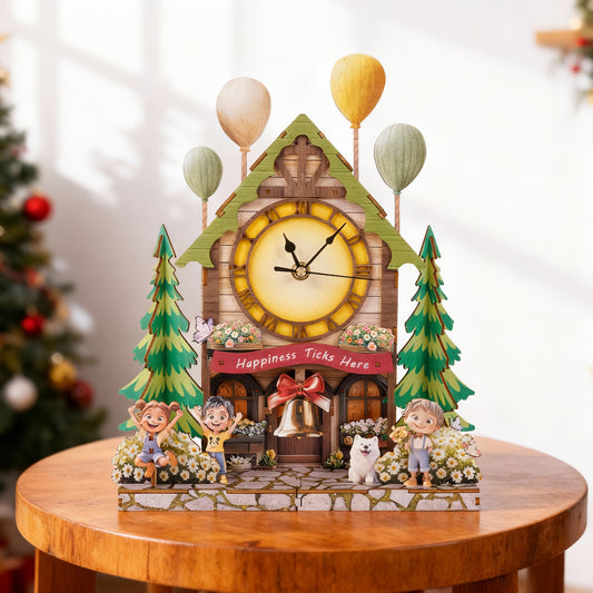Balloon House 3D Wooden Puzzle Clock, Gift  for DIY Lovers, Home Decor