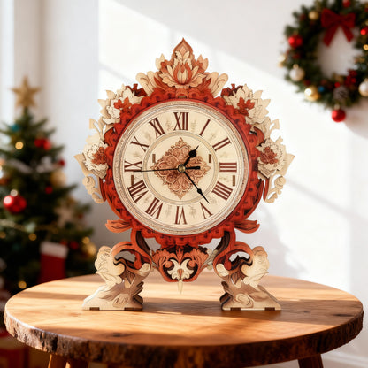Flame Flower 3D Wooden Puzzle Clock, Gift  for DIY Lovers, Home Decor