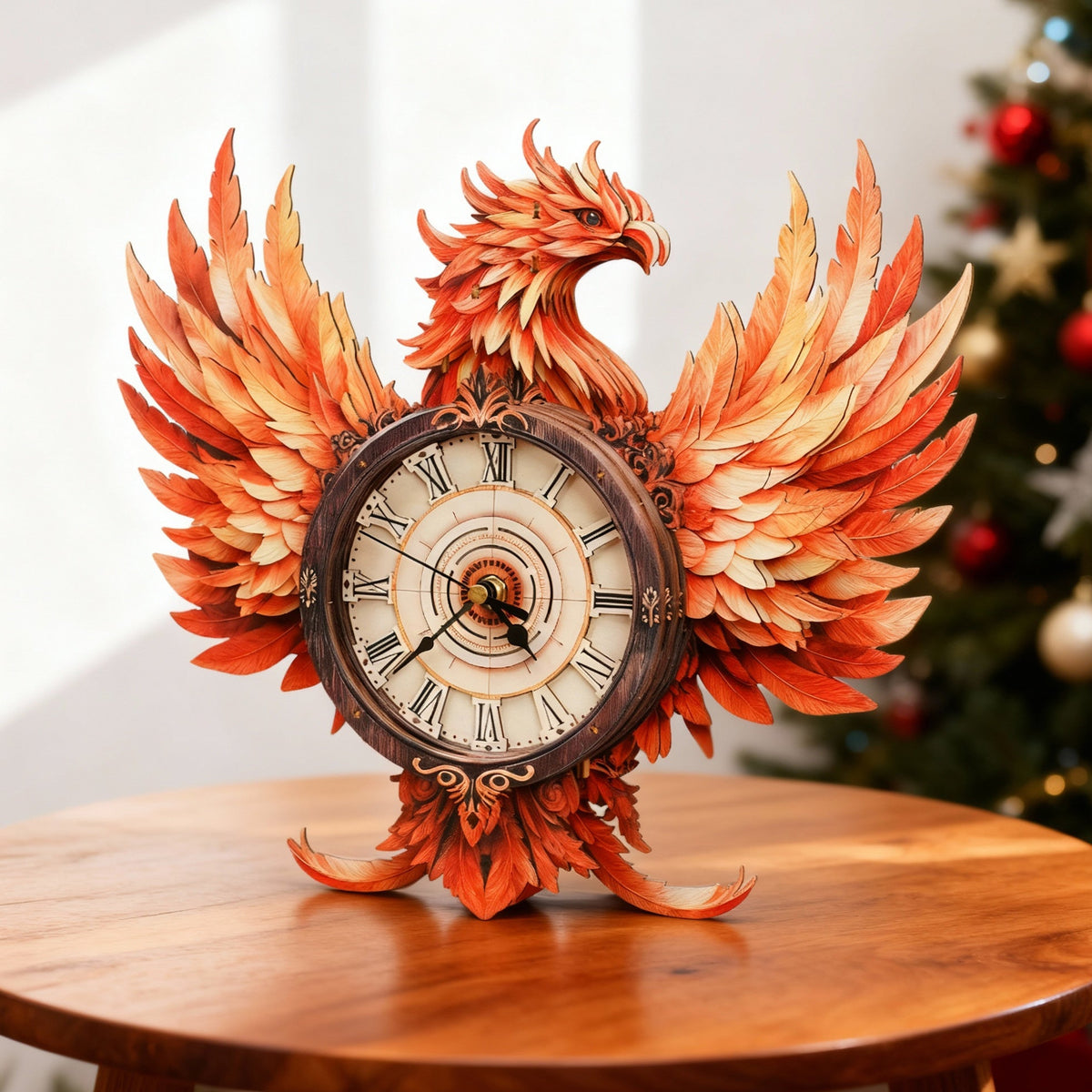 Fire Phoenix 3D Wooden Puzzle Clock, Gift  for DIY Lovers, Home Decor