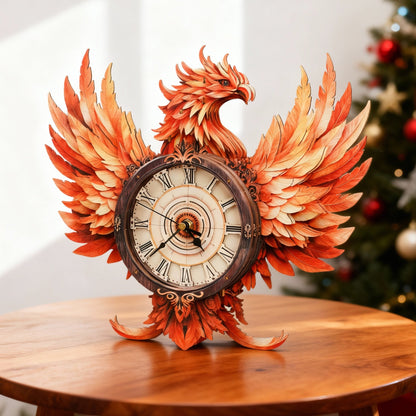 Fire Phoenix 3D Wooden Puzzle Clock, Gift  for DIY Lovers, Home Decor