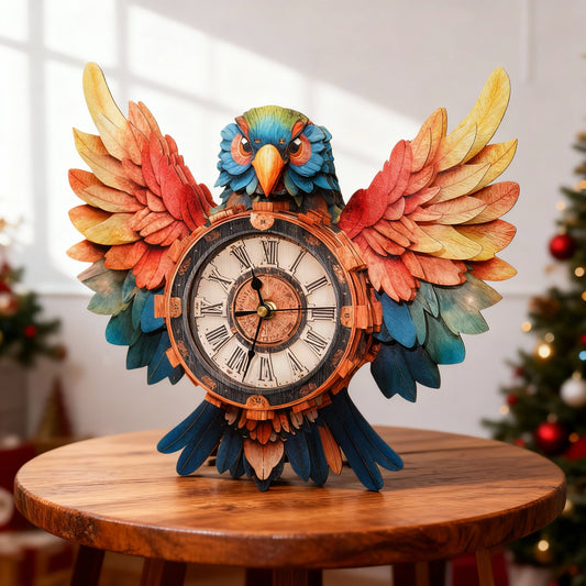 Colorful Parrot 3D Wooden Puzzle Clock, Gift  for DIY Lovers, Home Decor